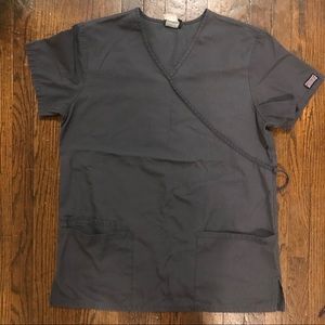 🍁Cherokee Workwear Tie Back Mock Wrap Tunic